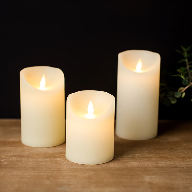 3 kpl Ivory Real Wax liekettömän kynttilän setti