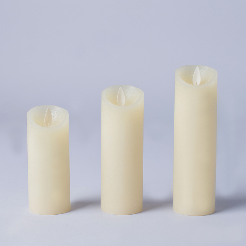 3 Pack Ivory välkkyvät liekettömät pilarikynttilät