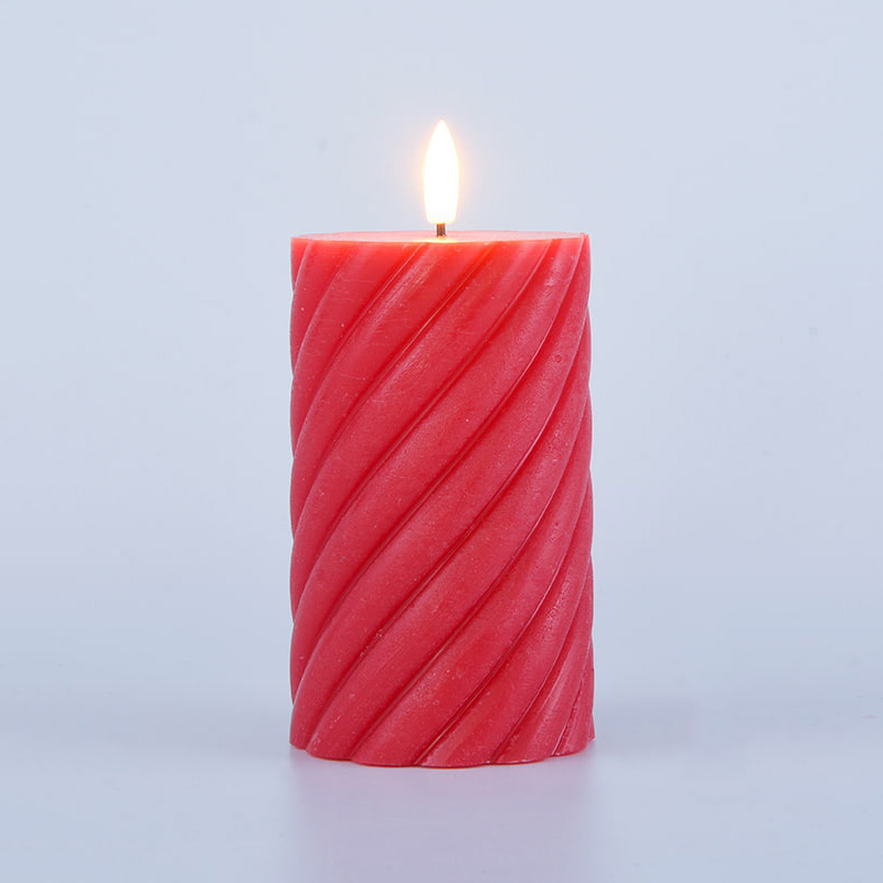 3 Pack Red Spiral Flameless Pillar Kynttilät